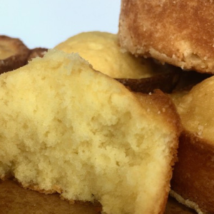 Pound cake muffins split open