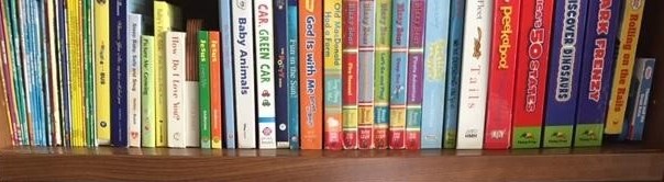 Bookshelf organized children's books