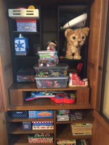 Armoire shelves DIY toy storage