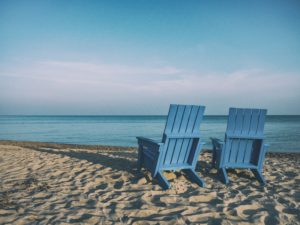 Vacation adirondack chairs blue