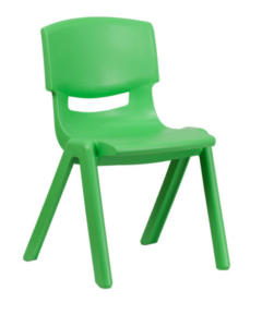 Green plastic child's chair