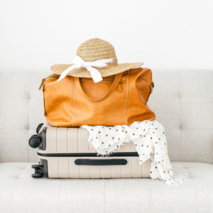 Suitcase, hat, travel