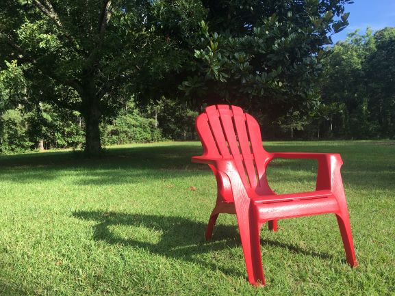 Red chair outside