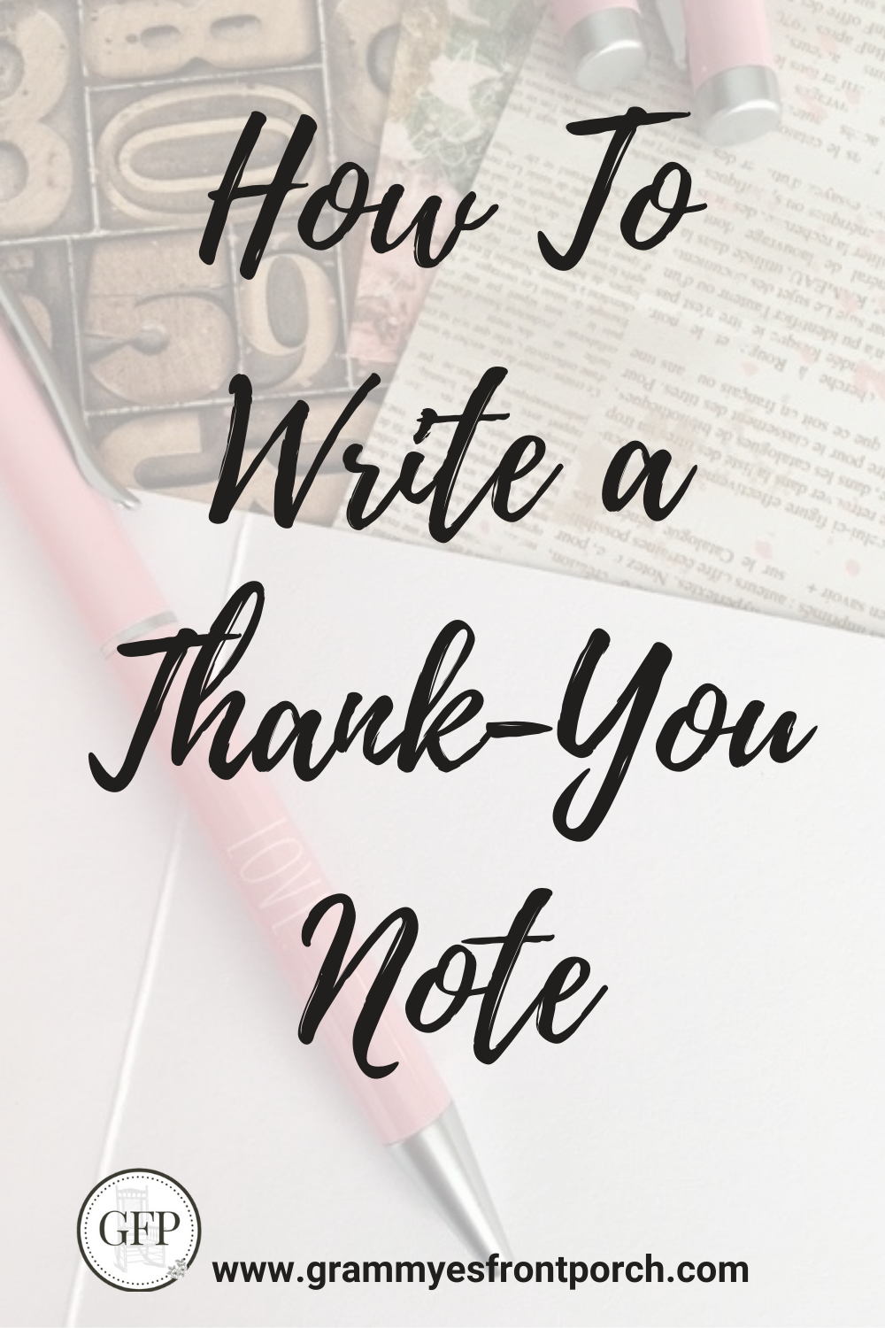 Pinterest Thank You Note pink pen