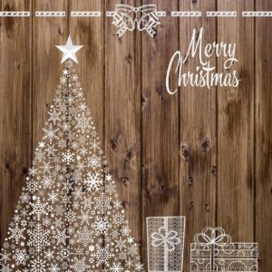 christmas background, wood, snow tree