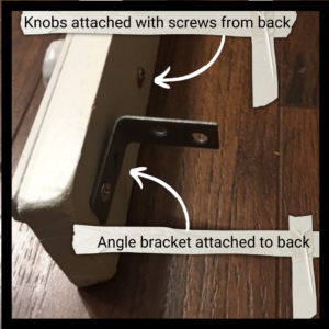 Christmas stocking hanger Angle bracket and knob screws