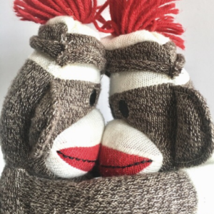 Valentine Sock Monkeys kissing