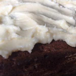 Banana bread loaves frosted close up