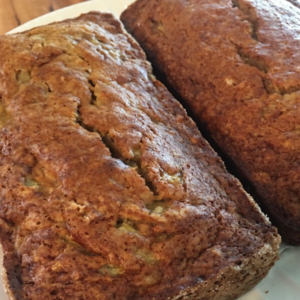 Banana bread loaves unfrosted, close-up