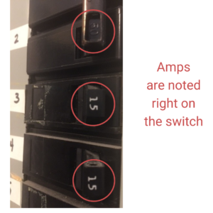 Breaker panel Amps on switch