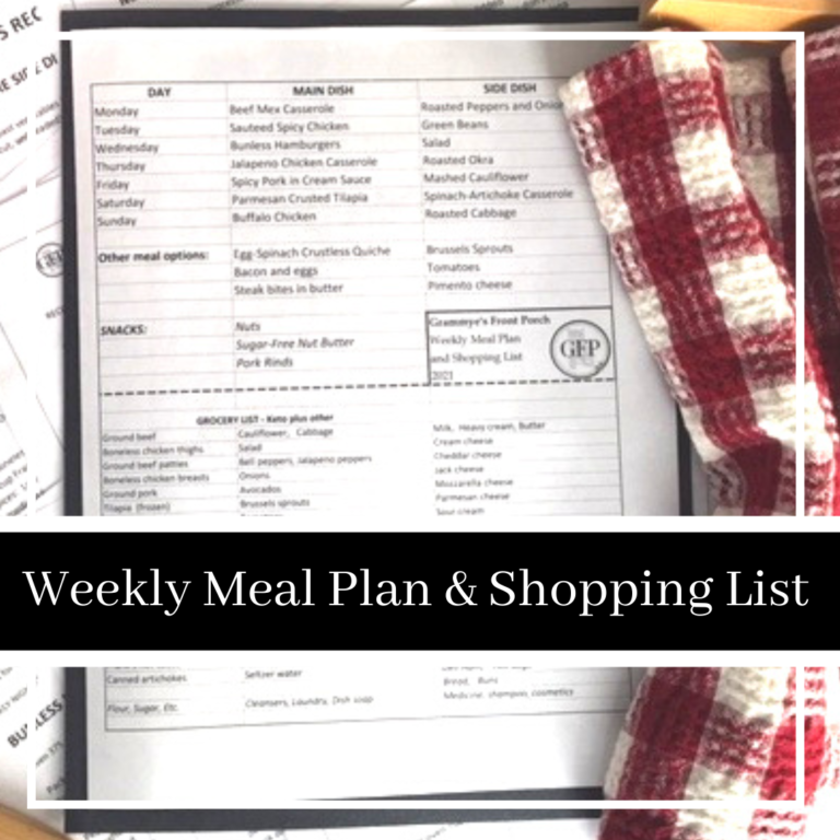 Low Carb Meal Plan & Shopping List Red