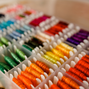 Organized colored thread