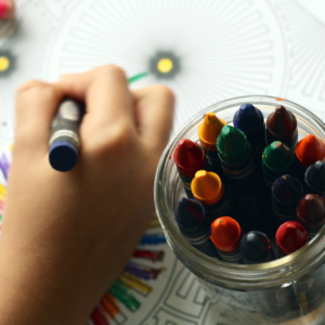 Child with crayons