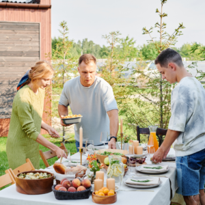 Backyard family picnic table