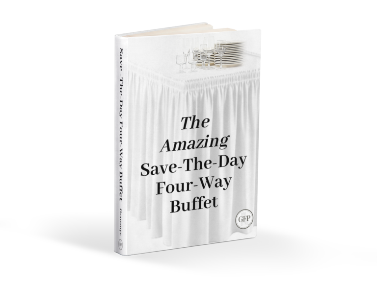 Placeit Save The Day Buffet book cover white