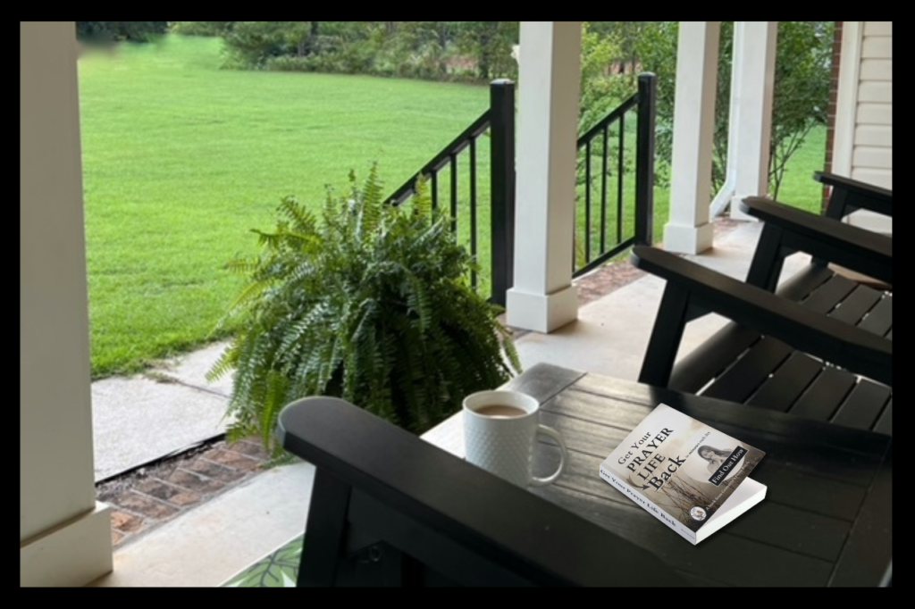 GFP PORCH with black rockers and Prayer Book