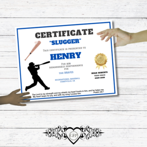 ETSY ITEM GFP Certificate Baseball