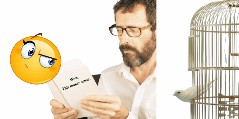 What haunts you reading man emoji bird cage