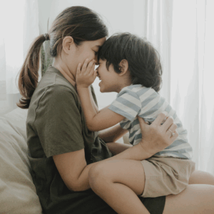 Mom with child laughing