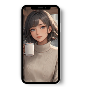 Grammye cartoon phone frame coffee