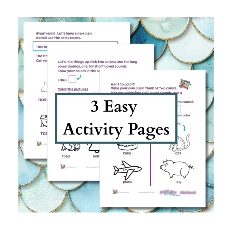 Short and Long Ocean Mini Book 3 easy activity pages