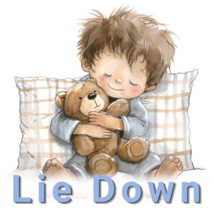 LIE DOWN Boy with teddy Blue