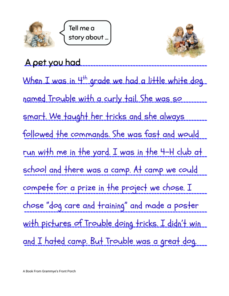 Lie Down Story about PET Written